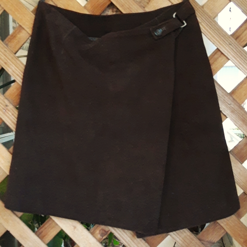 Jil Sander Chocolate Brown Suede Wrap Skirt, Sz 38